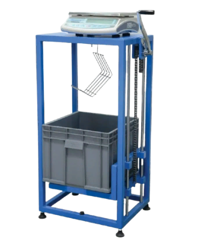 Приспособление для гидростатического взвешивания с подъемным столиком и лебедкой