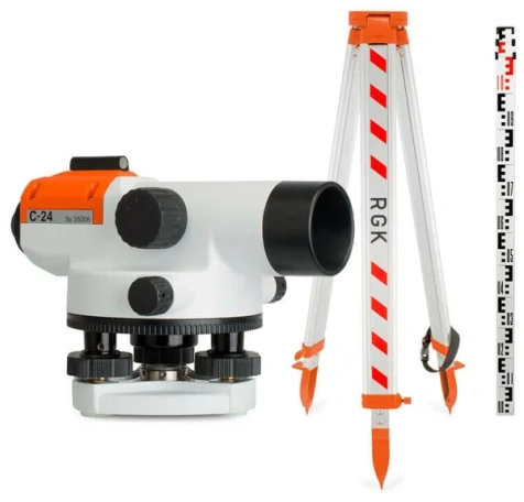 Комплект оптический нивелир RGK C-24 штатив рейка - 3 в 1 с поверкой