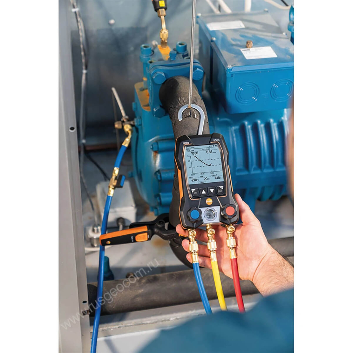 Цифровой манометрический коллектор Testo 550s комплект 3 в кейсе c шлангами - 7