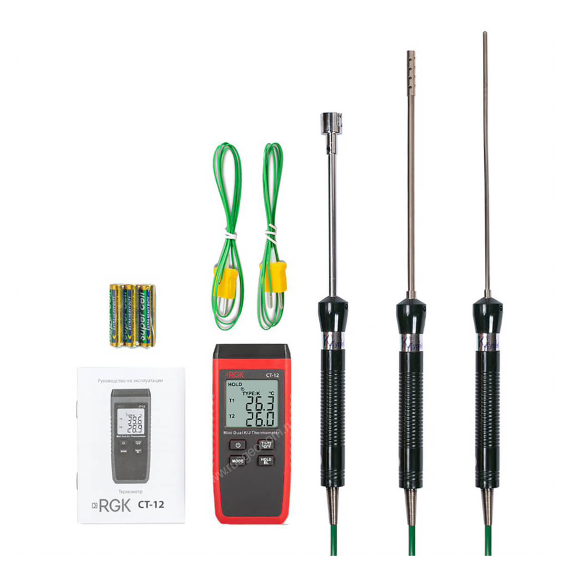Термометр RGK CT-12 с зондом температуры воздуха TR-10A, поверхностным зондом TR-10S и погружным зондом температуры TR-10W с поверкой - 4