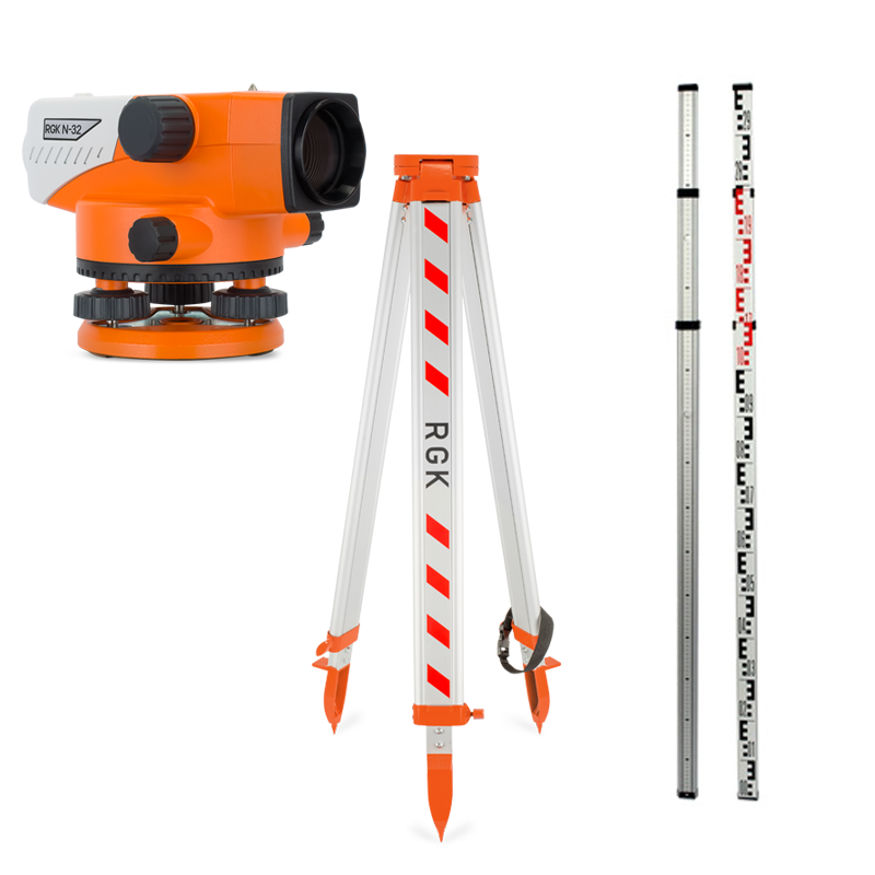 Комплект оптический нивелир RGK N-32 штатив рейка - 3 в 1